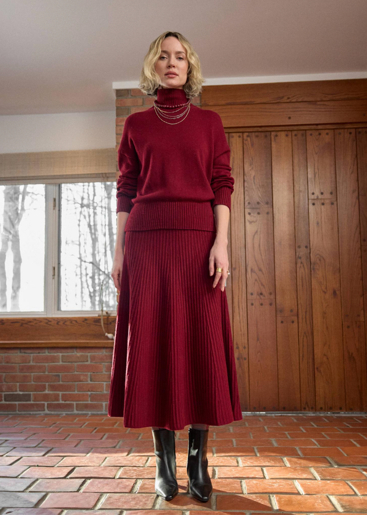 Lilla P | Relaxed Mock Turtleneck Sweater | Wineberry