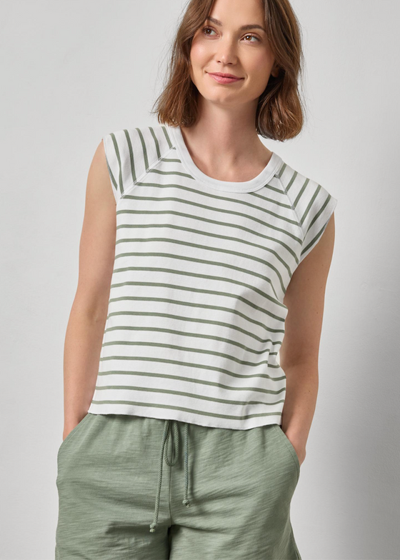 Lilla P | Rib Stripe Short Sleeve Scoop Neck