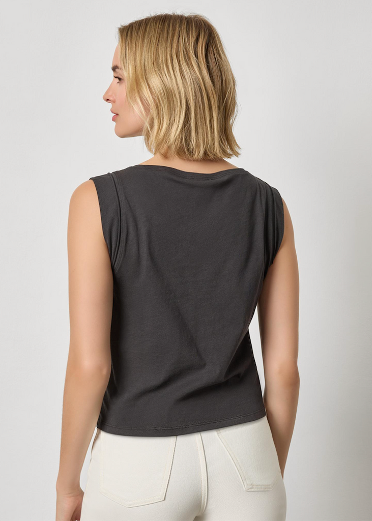 Lilla P | Rolled Edge Sleeveless Boatneck | Black