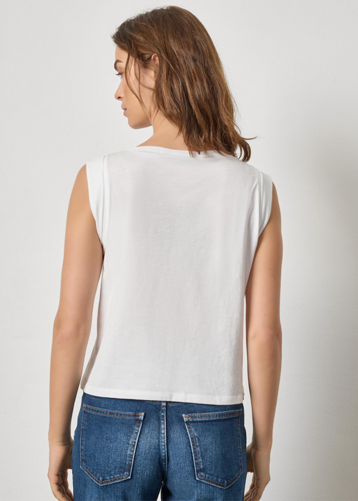 Lilla P | Rolled Edge Sleeveless Boatneck | White