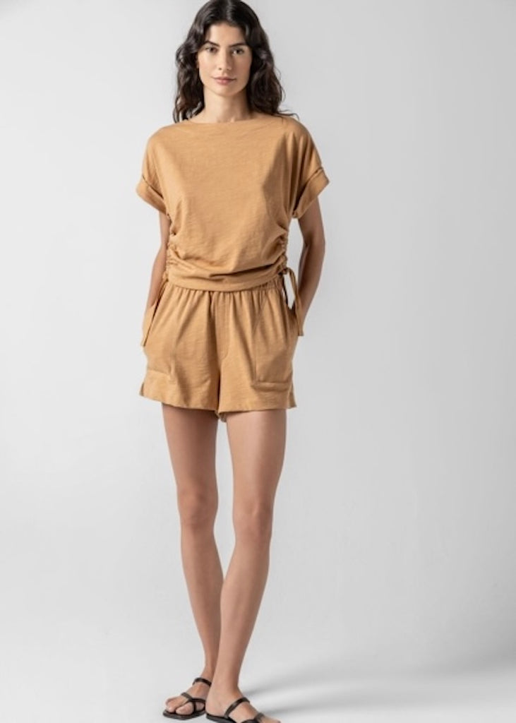 Lilla P | Ruched Side Boatneck | Teak