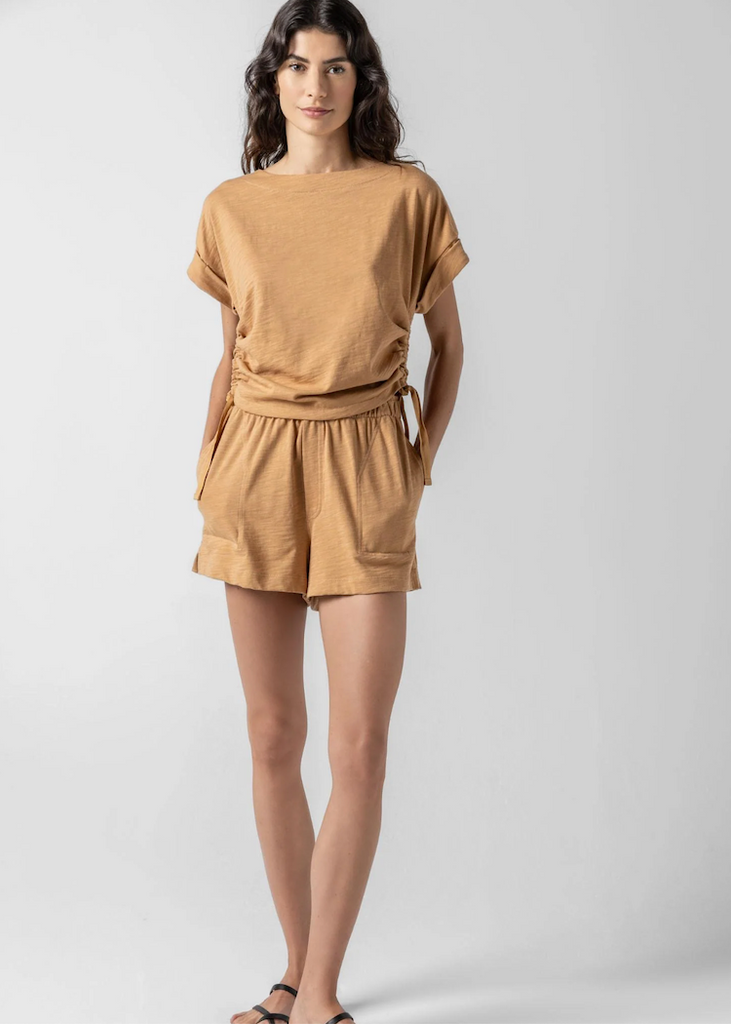 Lilla P | Ruched Side Boatneck | Teak - The Phoenix
