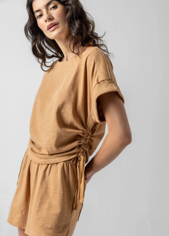 Lilla P | Ruched Side Boatneck | Teak