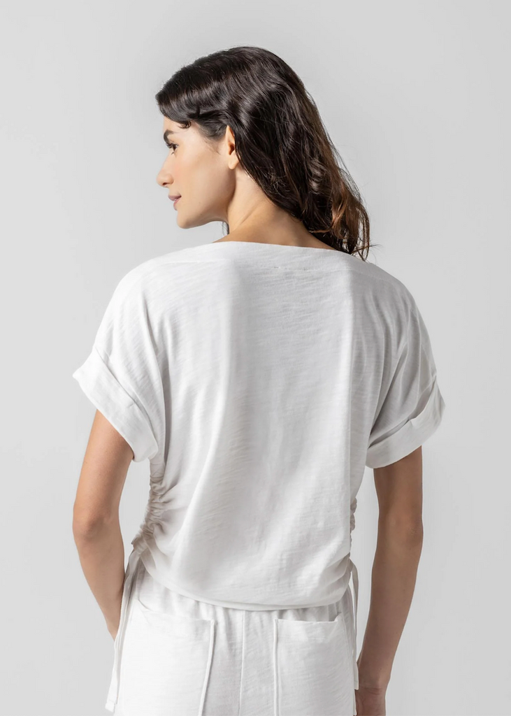 Lilla P | Ruched Side Boatneck | White