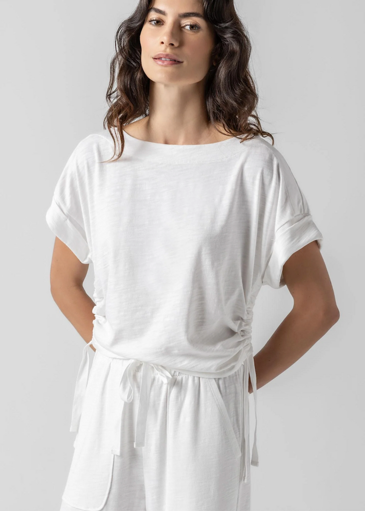 Lilla P | Ruched Side Boatneck | White