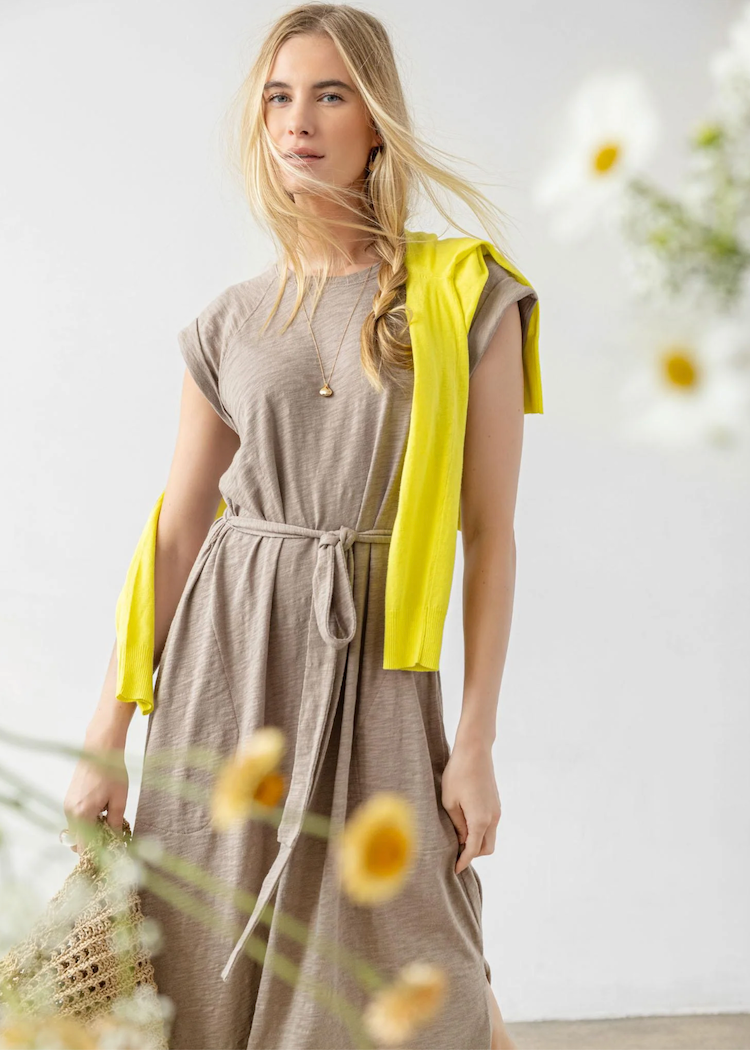 lilla p maxi dress Lilla P Collared Maxi Shirt Dress In Espresso Colorblock