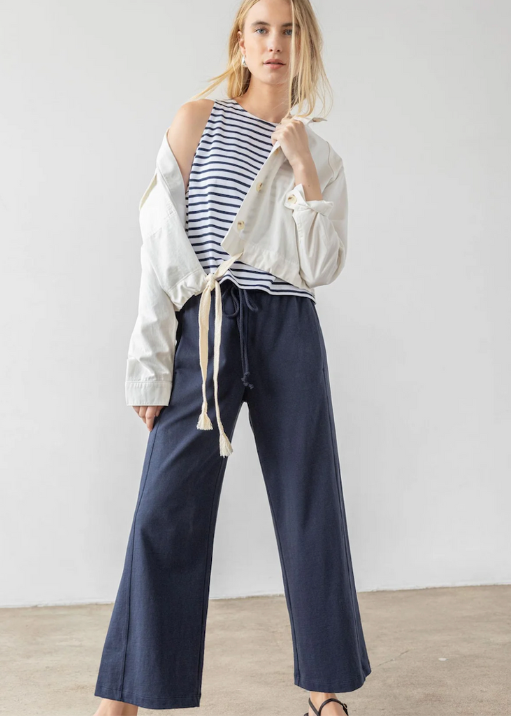 Lilla P | Seamed Wide Leg Pant | Navy