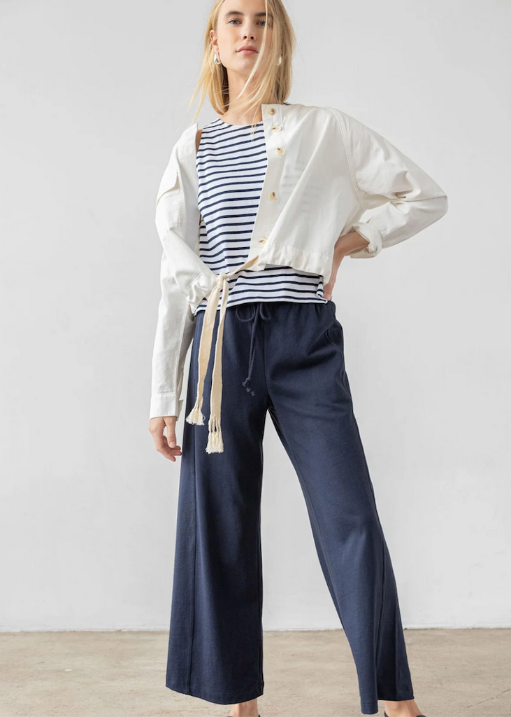 Lilla P | Seamed Wide Leg Pant | Navy