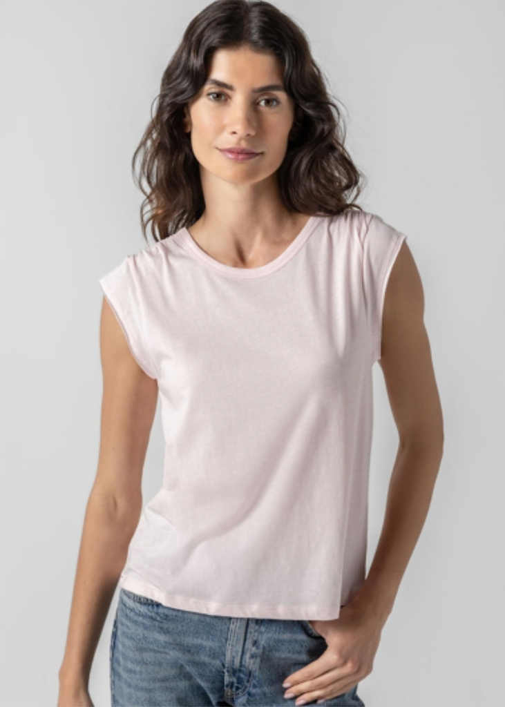 Lilla P | Shirred Shoulder Tee | Blush