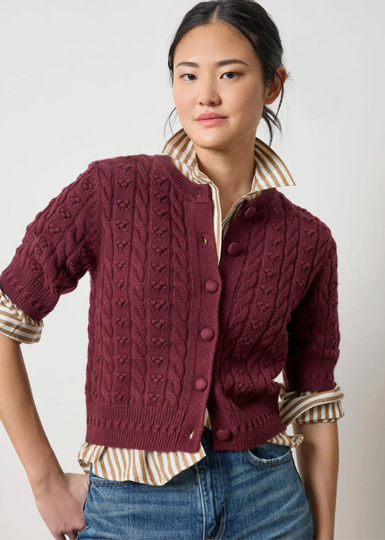 Lilla P | Short Sleeve Cardigan Sweater