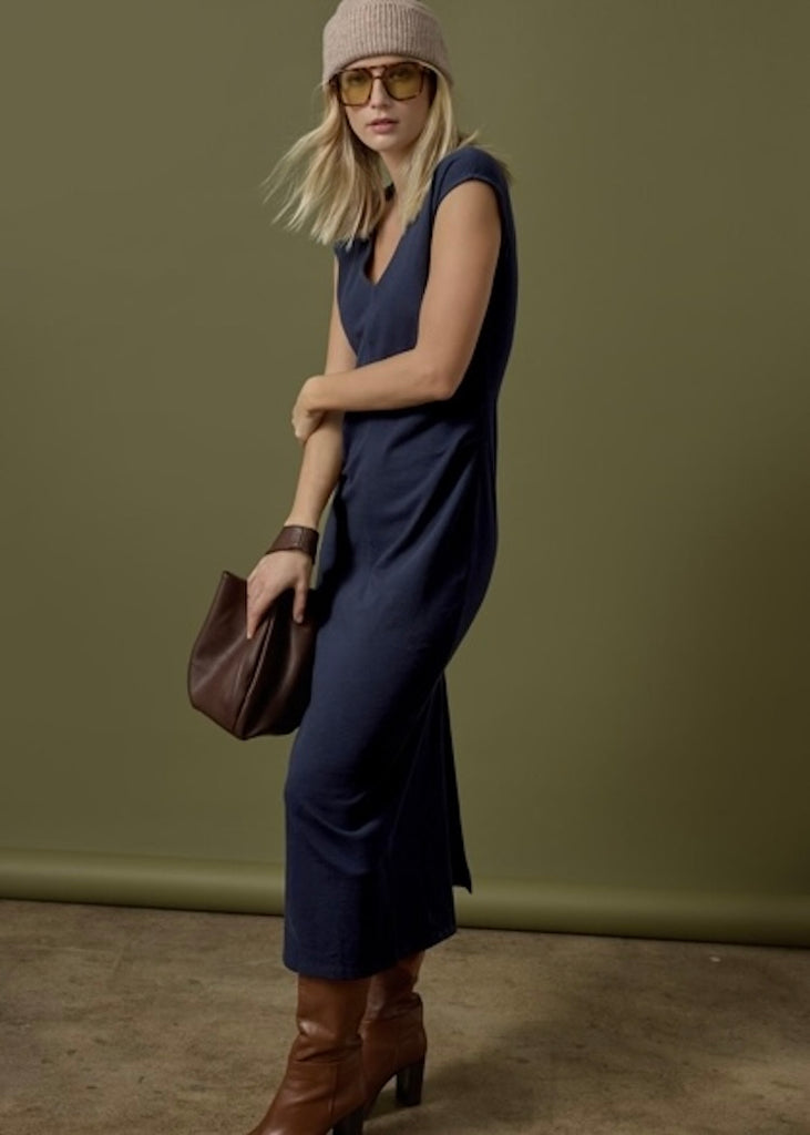 Lilla P | Side Tuck Maxi Dress | Navy
