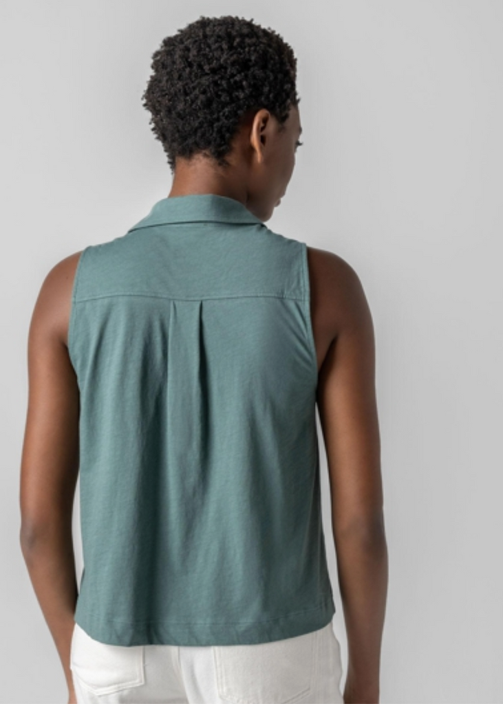 Lilla P | Sleeveless Button Down | Vine