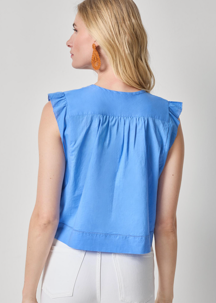 Lilla P | Smocked Shoulder V Neck | Ultramarine