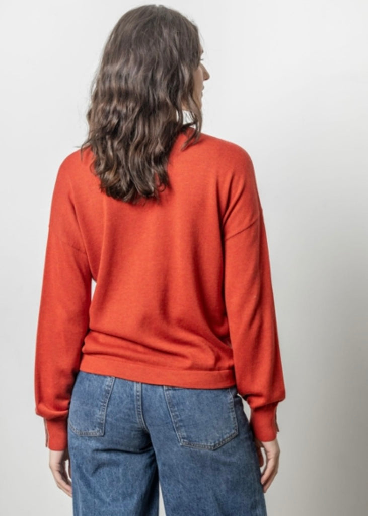 Lilla P | Snap Cuff V-Neck Sweater