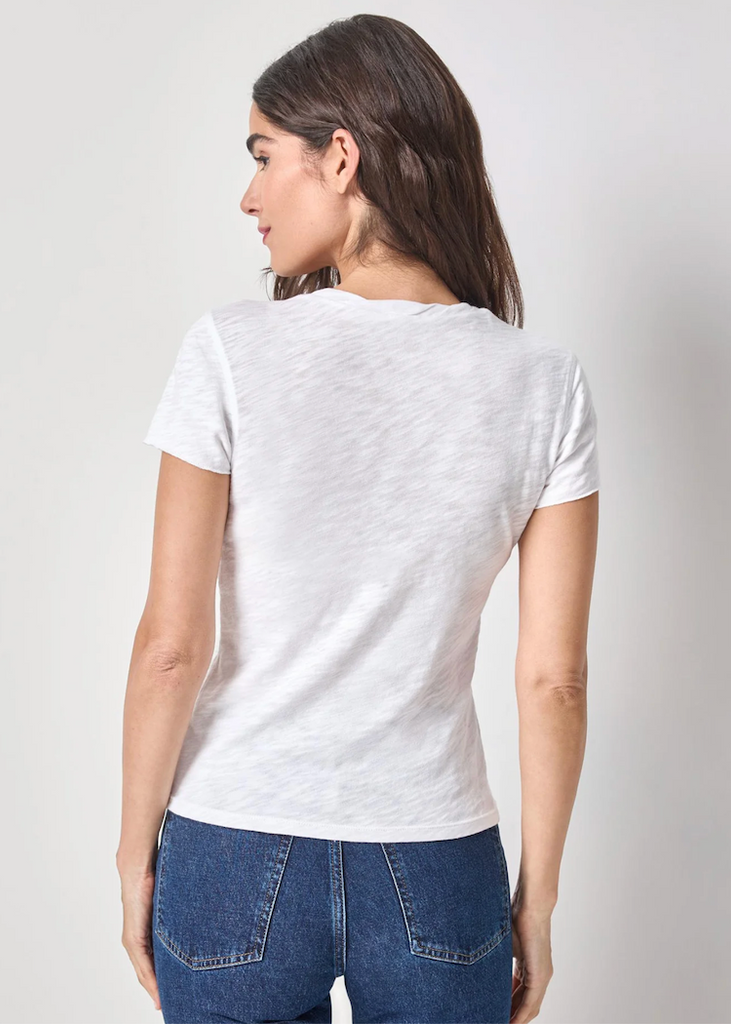 Lilla P | Twisted Binding V Neck | White