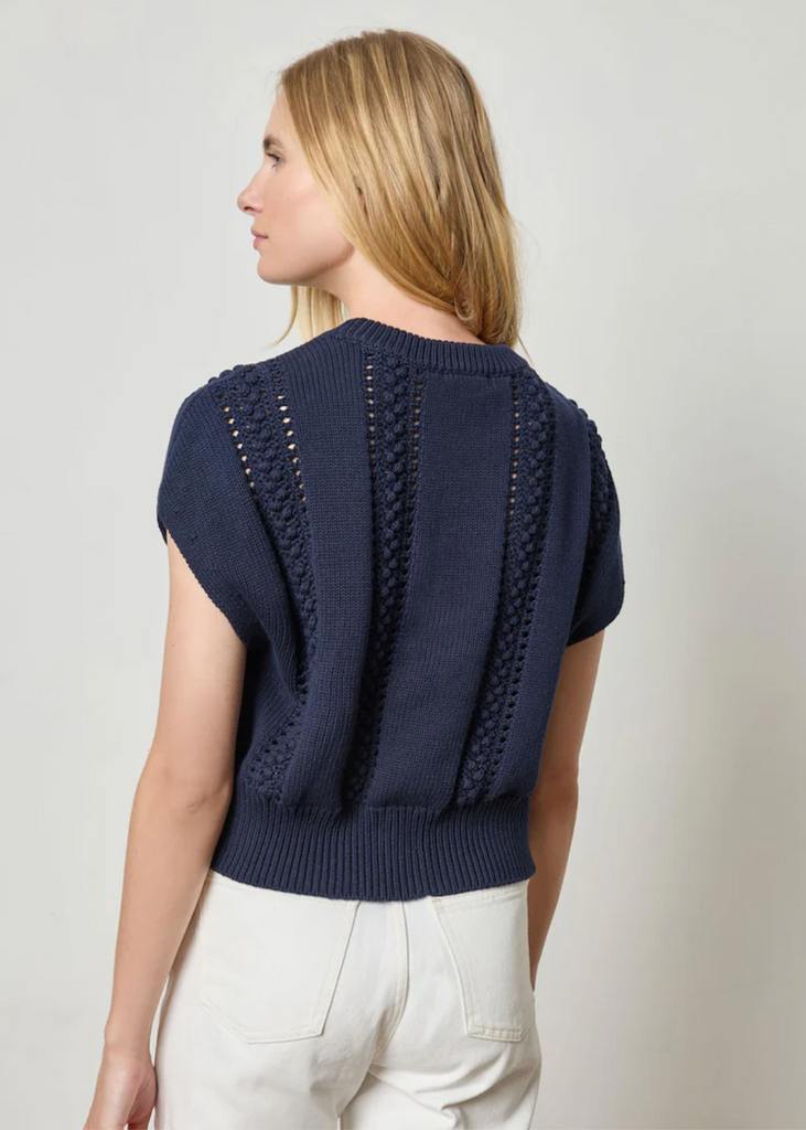 Lilla P | Wedge Crewneck Sweater - Navy Blue