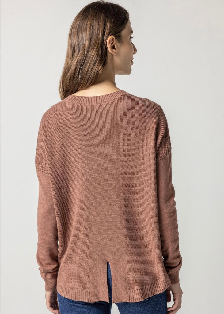 Lilla P | Wrapped Seam V Neck Sweater