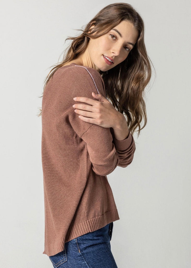 Lilla P | Wrapped Seam V Neck Sweater