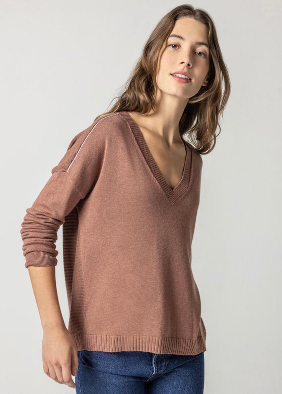 Lilla P | Wrapped Seam V Neck Sweater