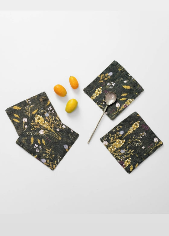 Linen Coasters | Woodland | Set of 4