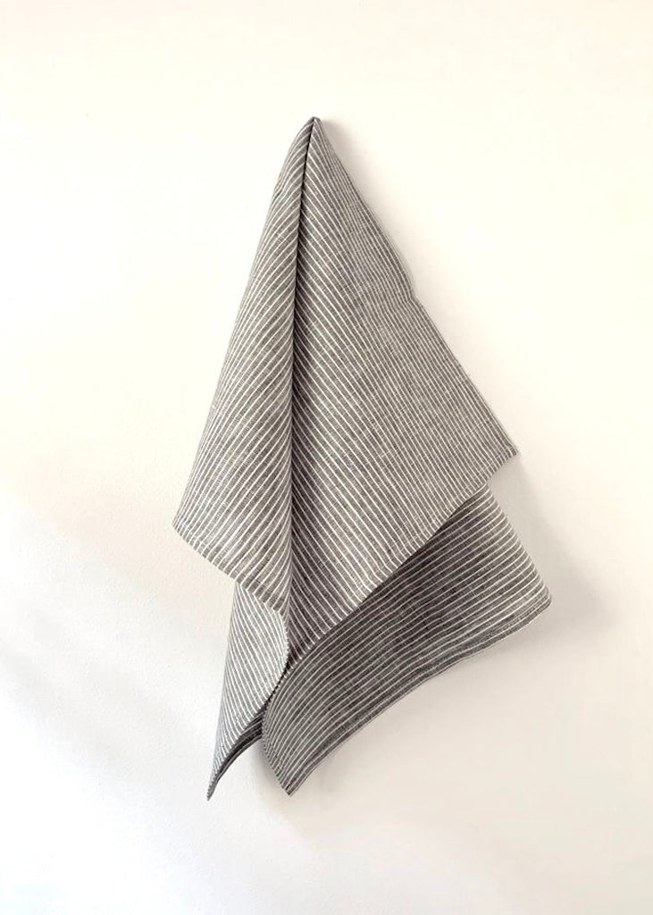 Linen Kitchen Cloth | Grey + White Stripe