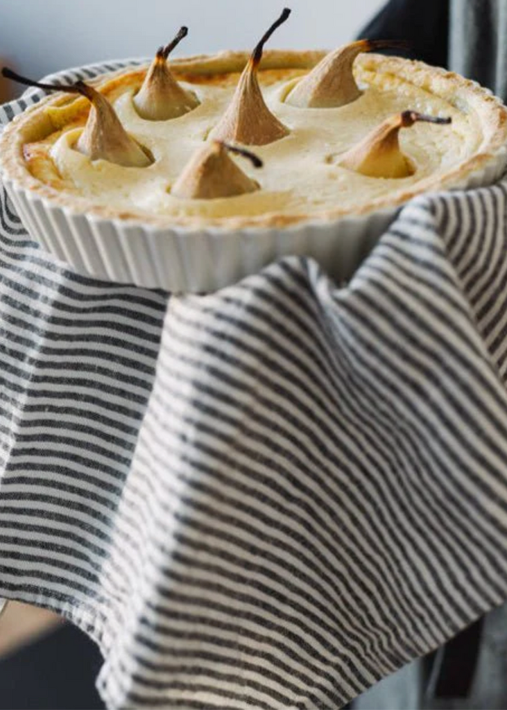 Linen Kitchen Towel | Thin Black Stripe Linen