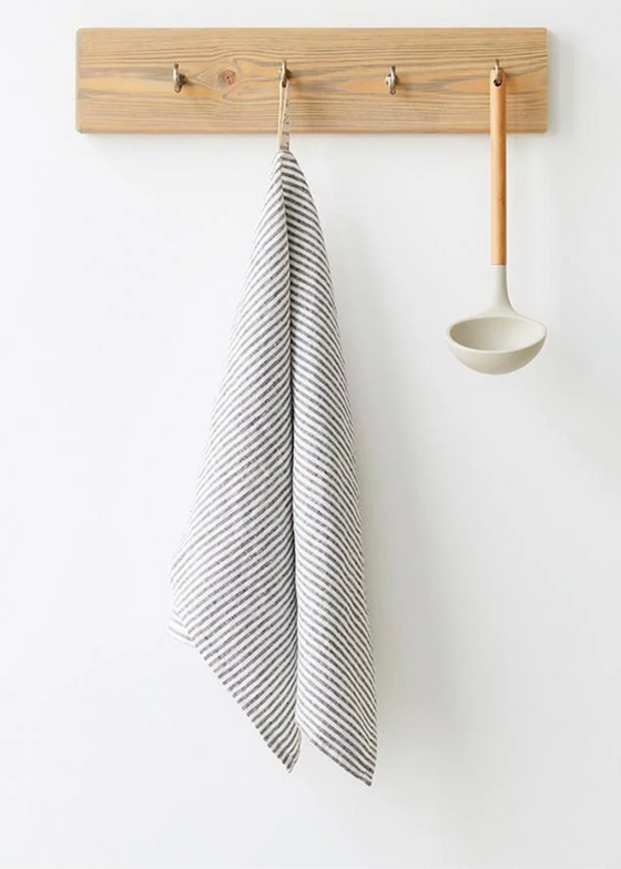 Linen Kitchen Towel | Thin Black Stripe Linen