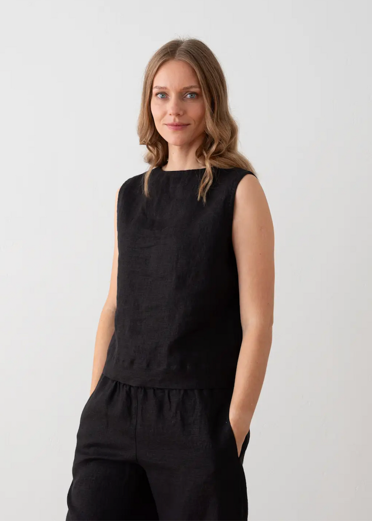 LinenMe | Paris Sleeveless Top in Black