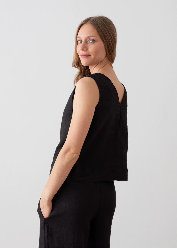 LinenMe | Paris Sleeveless Top in Black