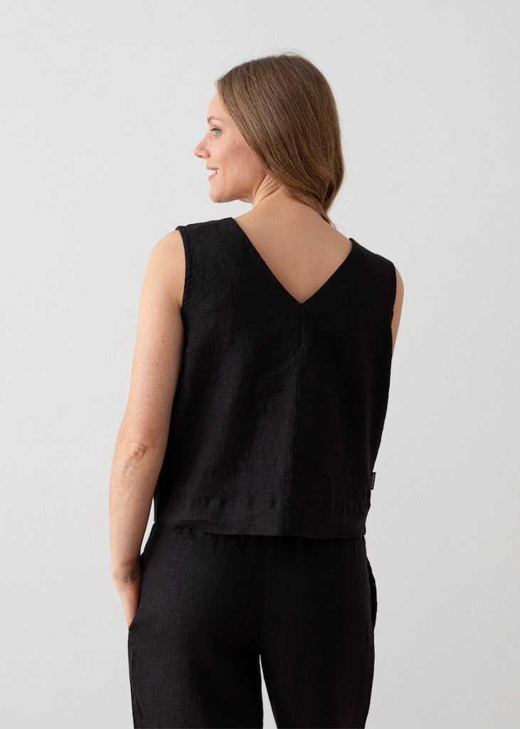 LinenMe | Paris Sleeveless Top in Black
