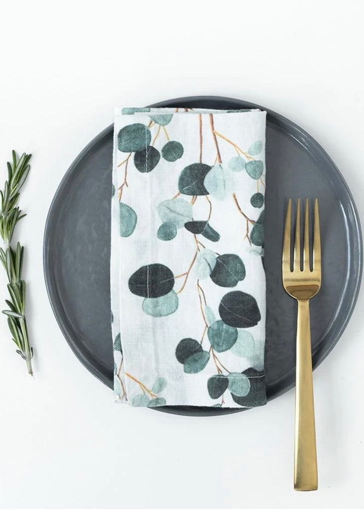 Linen Napkins Set of 2 | White Eucalyptus