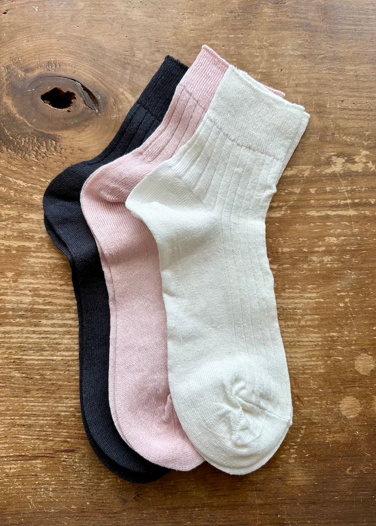 Linen Rib Socks Fine Knit
