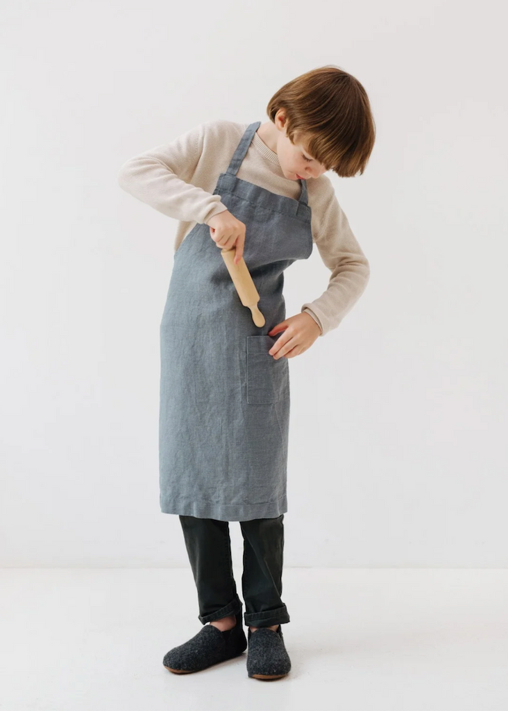 Linen Tales Kids Pinafore Apron | Blue Fog