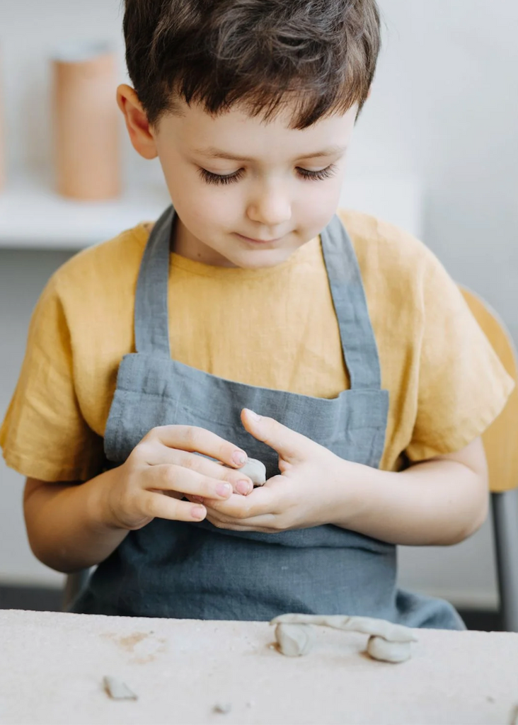 Linen Tales Kids Pinafore Apron | Blue Fog