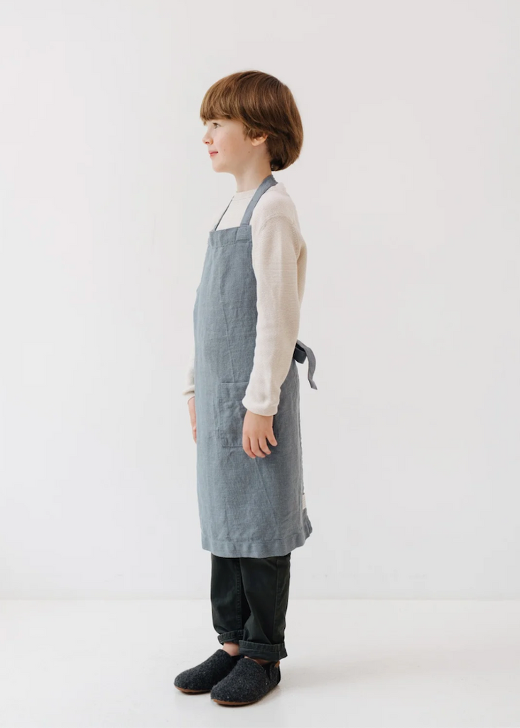 Linen Tales Kids Pinafore Apron | Blue Fog