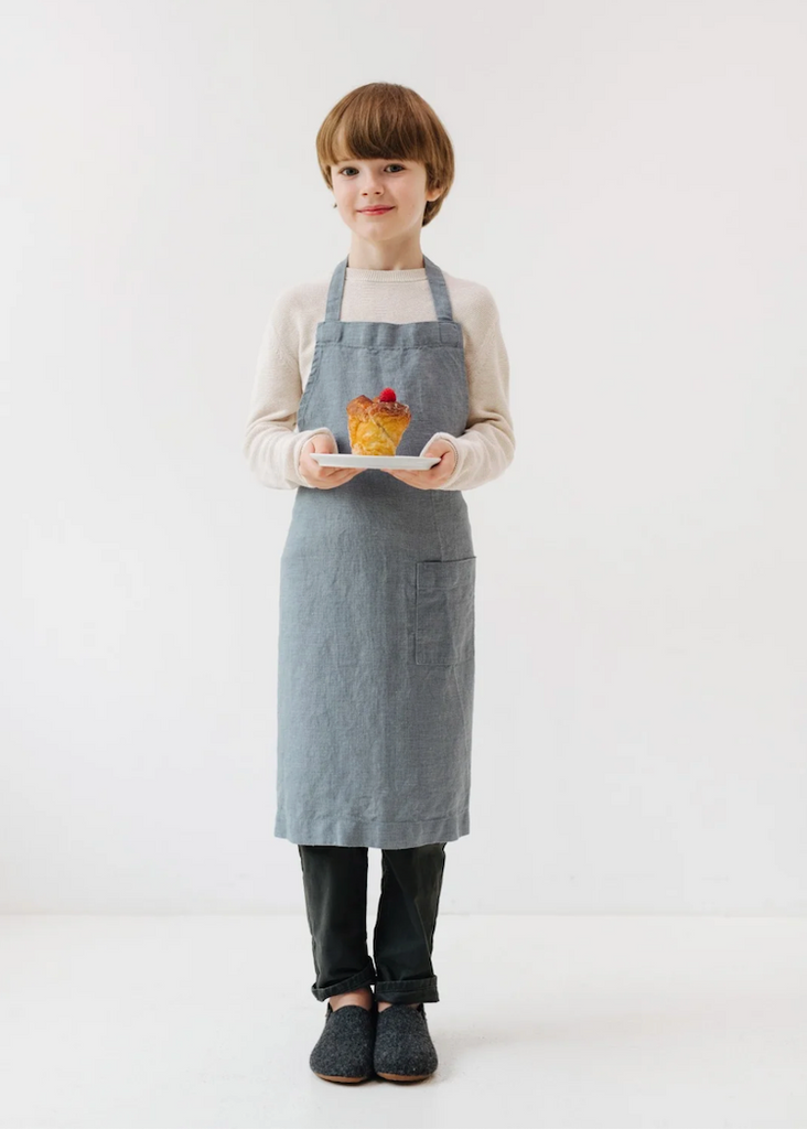 Linen Tales Kids Pinafore Apron | Blue Fog
