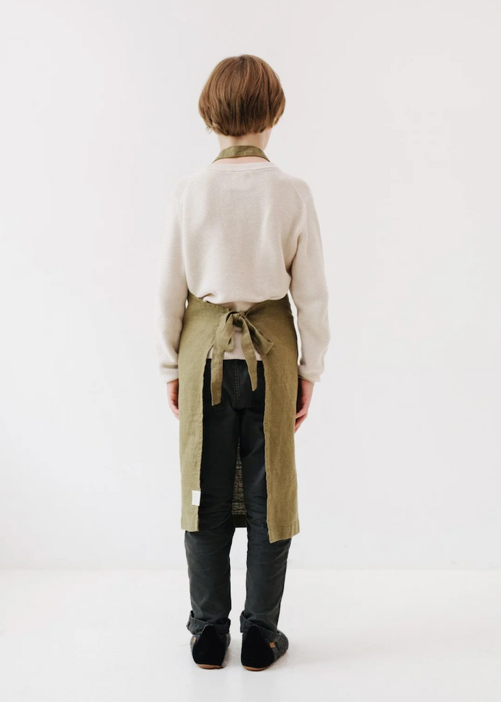 Linen Tales Kids Pinafore Apron | Martini Olive
