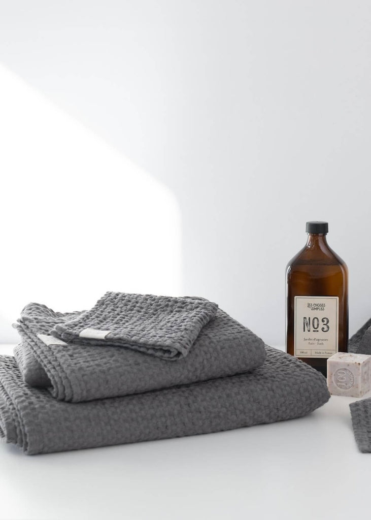 Linen + Cotton Honeycomb Waffle Towels | Dark Grey