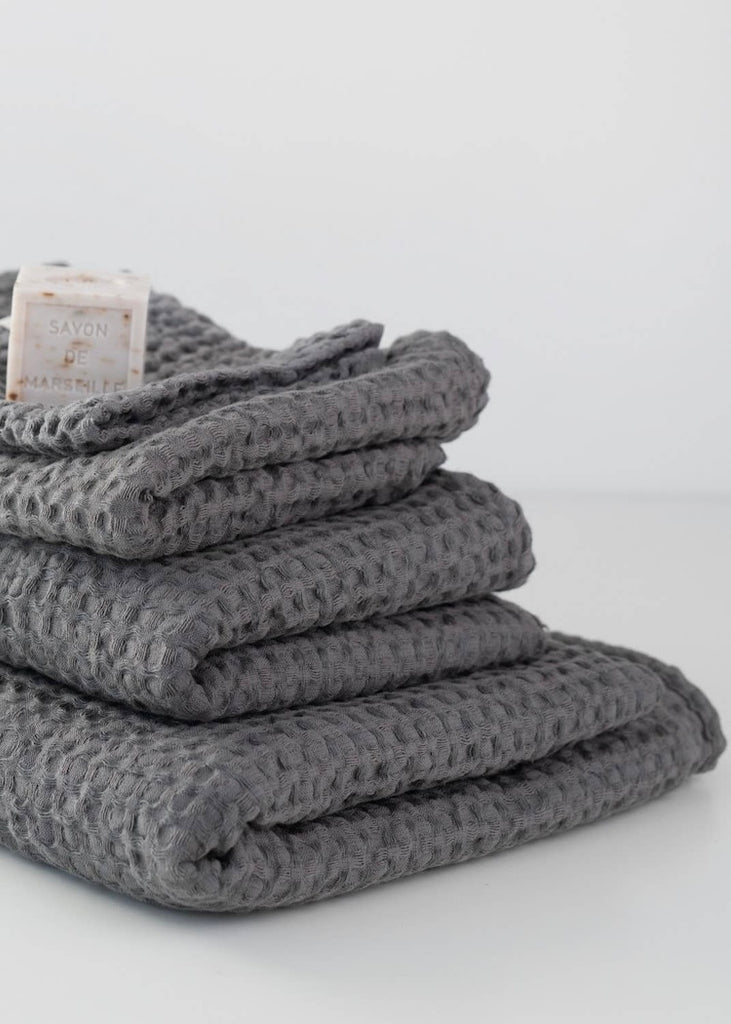 Linen + Cotton Honeycomb Waffle Towels | Dark Grey