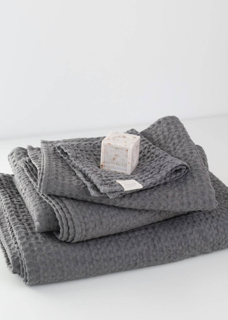 Linen + Cotton Honeycomb Waffle Towels | Dark Grey