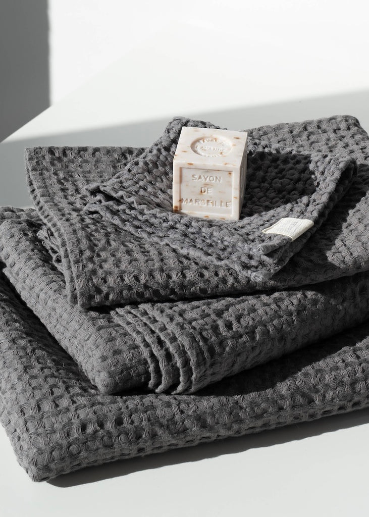 Linen + Cotton Honeycomb Waffle Towels | Dark Grey