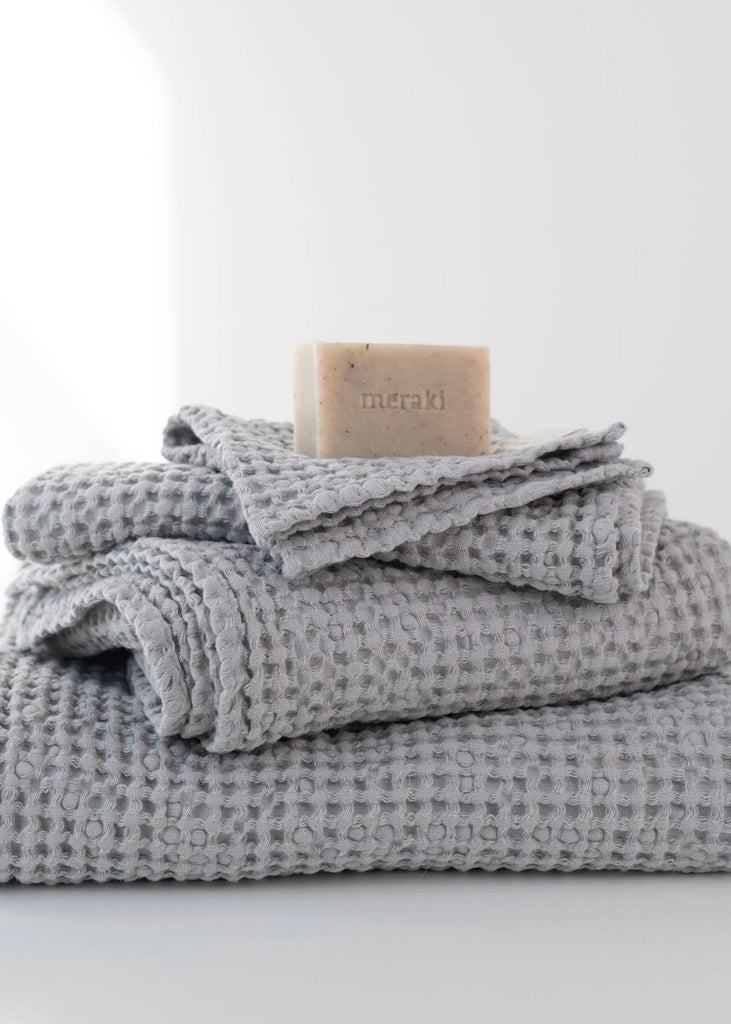 Linen + Cotton Honeycomb Waffle Towels | Light Grey