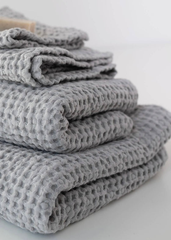 Linen + Cotton Honeycomb Waffle Towels | Light Grey