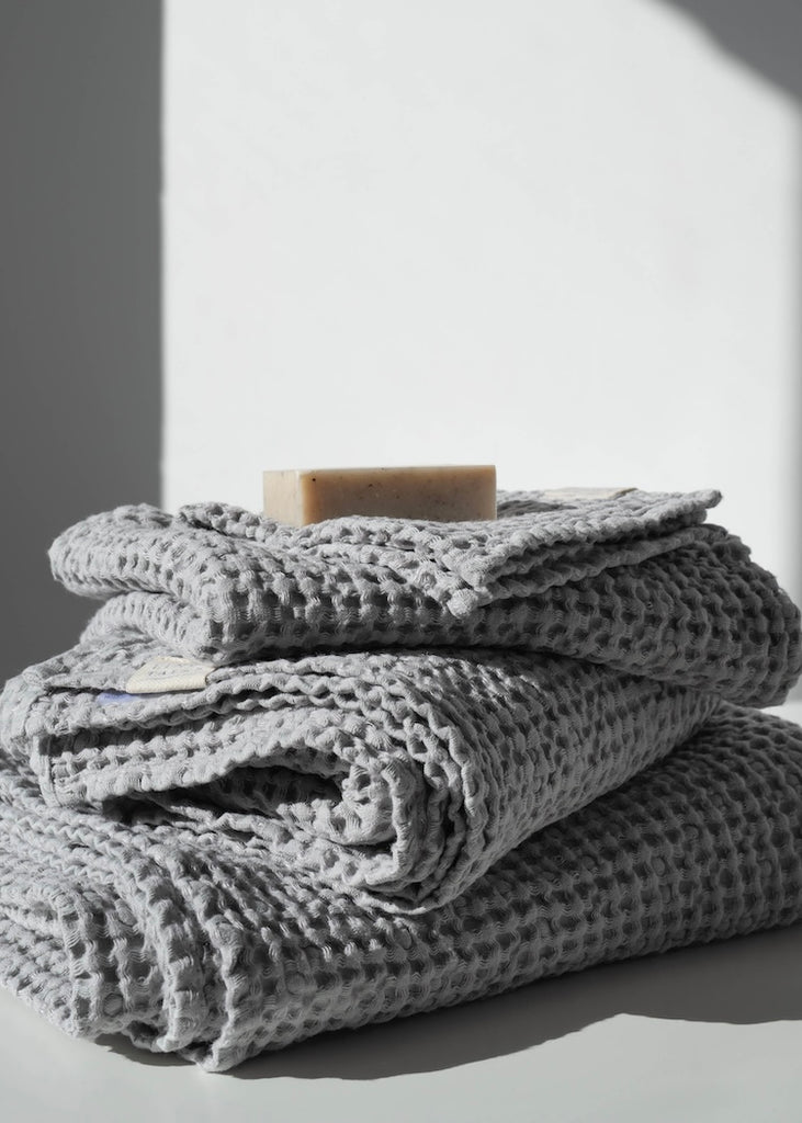 Linen + Cotton Honeycomb Waffle Towels | Light Grey