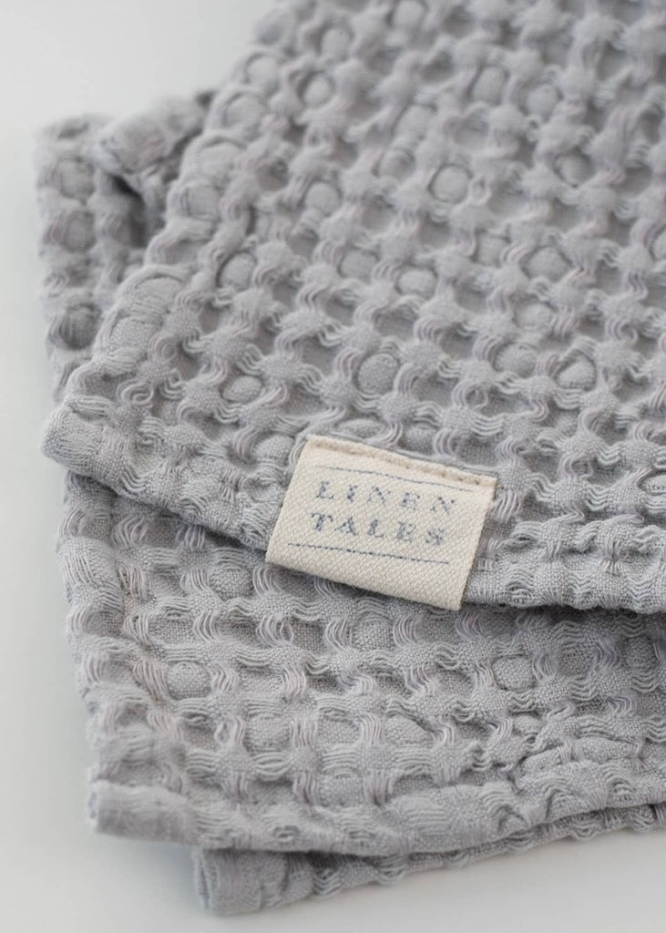 Linen + Cotton Honeycomb Waffle Towels | Light Grey