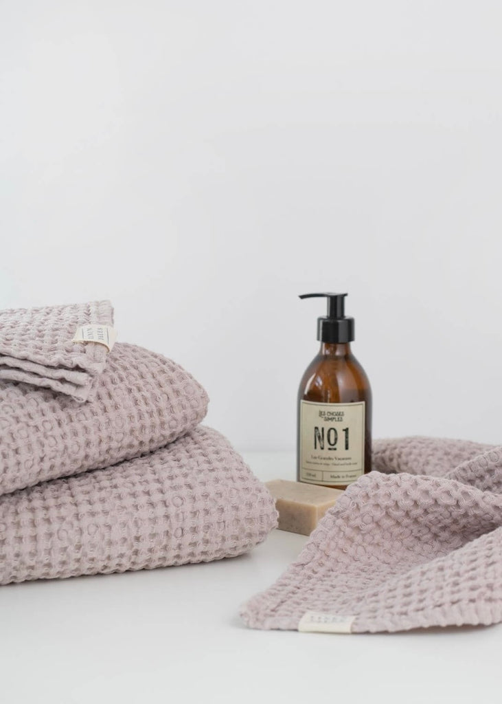 Linen + Cotton Honeycomb Waffle Towels | Powder