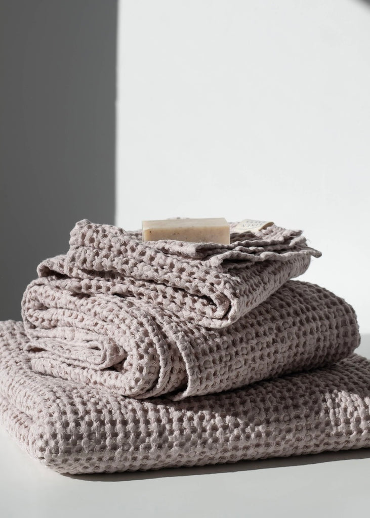 Linen + Cotton Honeycomb Waffle Towels | Powder