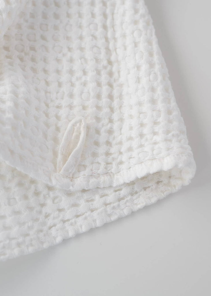 Linen + Cotton Honeycomb Waffle Towels | White