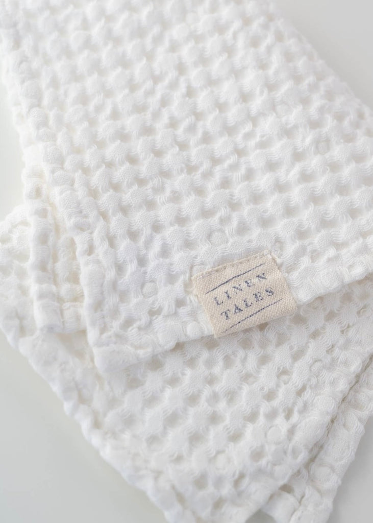 Linen + Cotton Honeycomb Waffle Towels | White