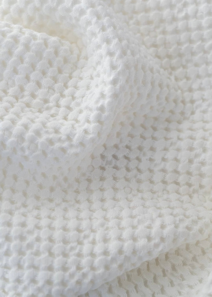 Linen + Cotton Honeycomb Waffle Towels | White